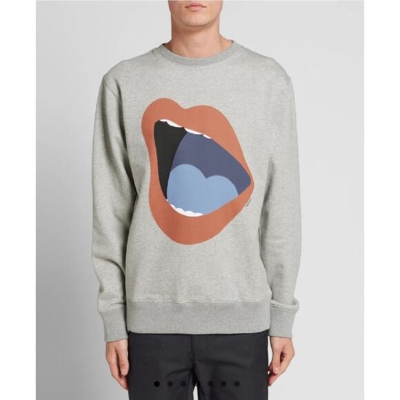 Saturdays Surf NYC Men's Gray Sweatshirt Graphic Mouth Pullover - Size Medium - Picture 1 of 7